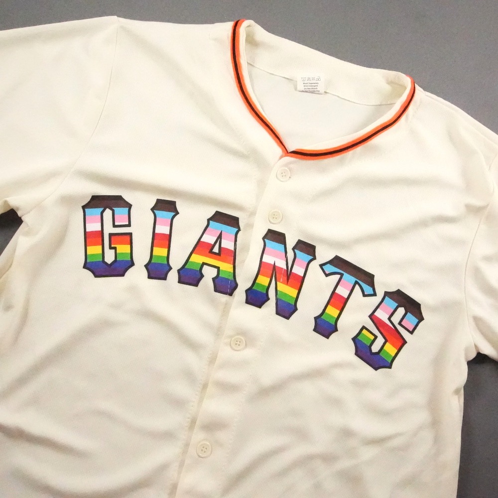 SF San Francisco Giants Pride Night Rainbow Mesh Men Baseball Jersey M Cream